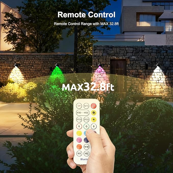 Smart RGBW Spot Lights Outdoor, 8 Pack Low Voltage Landscape Lighting with APP & Remote control, Waterproof and Timing, Color Changing Outdoor Spot Lights for Yard Christmas Halloween Spotlights