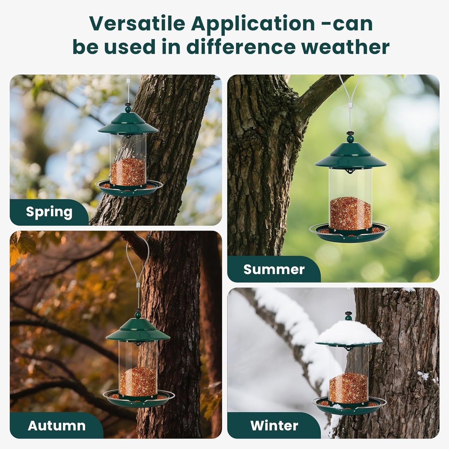 Metal Bird Feeder for Outdoors – 2.4LB Hanging Bird Feeder with 360-degree, Weatherproof & Rust-Resistant, Easy to Fill & Clean for Wild Bird Feeders in Backyard & Garden(2pcs)