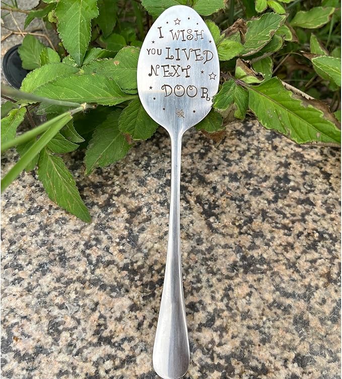 Garden Friendship Gift for Women Gardeners, Plant Marker Stake Label Sign Tag, Gardening Gifts for Woman Lovers, Metal Garden Decoration (Live Next Door)