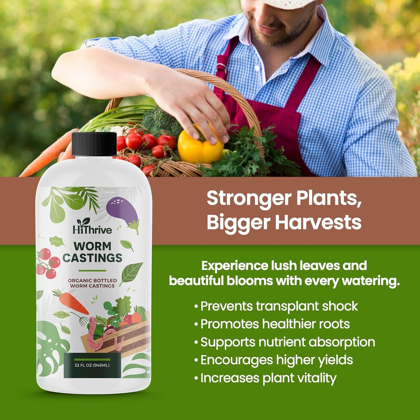 32oz Worm Castings for Plants - Makes 64 Gallons of Earthworm Castings Compost Tea, Liquid Worm Casting – Nutrient-Rich Organic Compost Worms for Healthier Soil & Vibrant Plant Growth