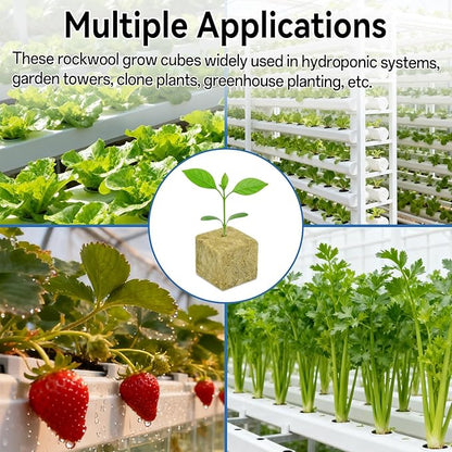Halatool Seed Starter Kit - 28PCS 1.5 in Rockwool Cubes & 1Pack Reusable Seedling Starter Tray for Seed Starting, Indoor Gemination Kit for Cuttings Propagation Plant Clone