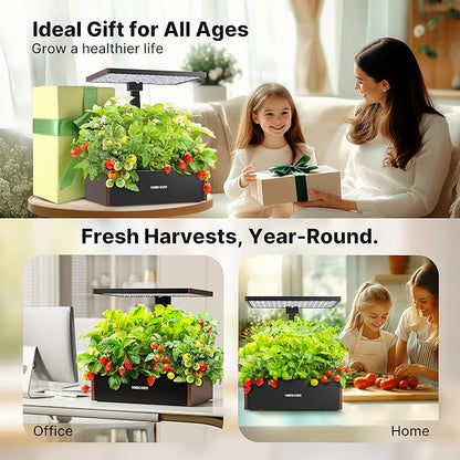 SUNCOZE Hydroponics Growing System Kit 20 Pods, Indoor Herb Garden with Grow Light 30W, 10L Large Water Tank with Adjustable Height to 25", Built-in Pump, Gardening Gifts, Black and Brown