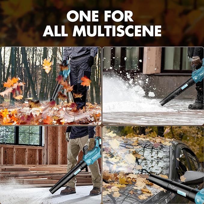 Leaf Blower Cordless - 2025 Update 150000RPM & 3 Speed Levels Electric Leaf Blower with 2 x 4.0Ah Battery and Charger, Extension Tube Blower for Lawn Care, Yard, Garage, Blowing Leaves, Dust or Snow