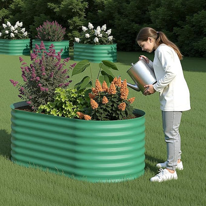 4x2x2 ft Galvanized Raised Garden Bed Outdoor, 24 in Tall Metal Planter Box for Flowers Herbs Vegetables, Rust-Resistant Raised Garden Beds for Gardening, Easy Assembly Outdoor Garden Box & Planters