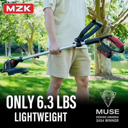 MZK 20V 12'' Cordless String Trimmer, Grass Trimmer&Edger with 8 Replacement Spools, Battery Powered Weed Trimmer with Auto Line Feed for Lawn,Garden(2 * 2AH Battery and Charger Included)