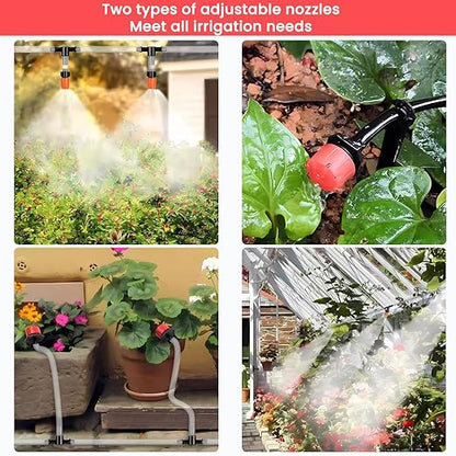 100ft Drip Irrigation System with 50 Adjustable Sprinklers – Automatic Garden Watering System for Outdoor Plants, Lawns, Flower Beds – Efficient Water-Saving Sprinkler System