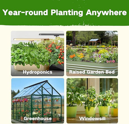 Lush&Dew Year-Round USDA Zone 5 Seed Bank, 32 Varieties Non-GMO Heirloom Seeds of Vegetables, Herbs, Gardening Gifts for Women Men, Emergency Survival Kit for Raised Garden Bed, Greenhouse