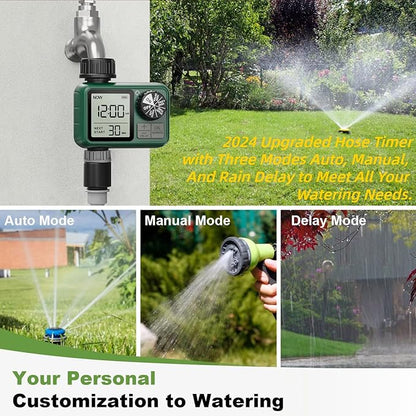 Sprinkler Timer, XinFuture Water Timer, Programmable Garden Hose Timer with Rain Delay, Manual& Automatic Watering System, Waterproof Digital Irrigation Controller Watering Lawn Evenly&Efficiently