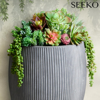 SEEKO Succulents Artificial Plants (28 Pack) - Artificial Succulents Unpotted - Premium Faux Plants - Fake Succulent for Craft - Small Plastic Assortment for Party, Cake, Garden, Home & Outdoor Decor