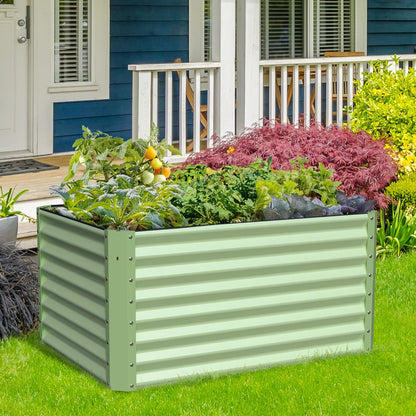 Galvanized Raised Garden Bed Box Outdoor 24" Tall Raised Garden Beds Outdoor Garden Planter Raised Beds for Gardening Outdoor Raised Metal Raised Garden Beds for Vegetables 48"X36"X24", Sage Green