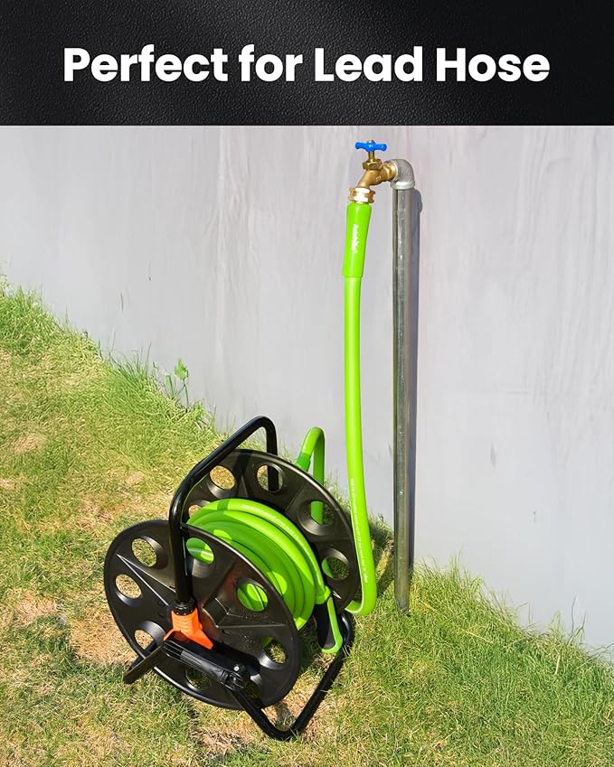 RAINPOINT Short Garden Hose 10ft - Lightweight Water Hose with Swivel Handle - Flexible, Heavy Duty, Hybrid Rubber, with Male to Female Fittings