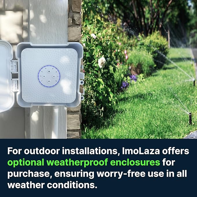 ImoLaza Smart Sprinkler Controller Evapotranspiration Master: 8 Zones WiFi Irrigation Controller with Automated Watering and App Control, Save Water Through Rain, Freeze, Wind and Saturation Skip