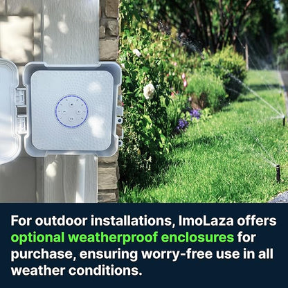 ImoLaza Smart Sprinkler Controller Evapotranspiration Master: 12 Zones WiFi Irrigation Controller with Automated Watering and App Control, Save Water Through Rain, Freeze, Wind and Saturation Skip