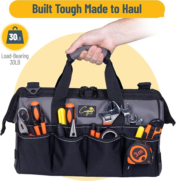 Garden Tool Bag Organizer – 13 Pocket Heavy-Duty Gardening Tote with 7 Outer & 6 Inner Compartments, Anti-Slip Base, Adjustable Shoulder Strap & Belt – Garden Organizers and Storage (Grey)