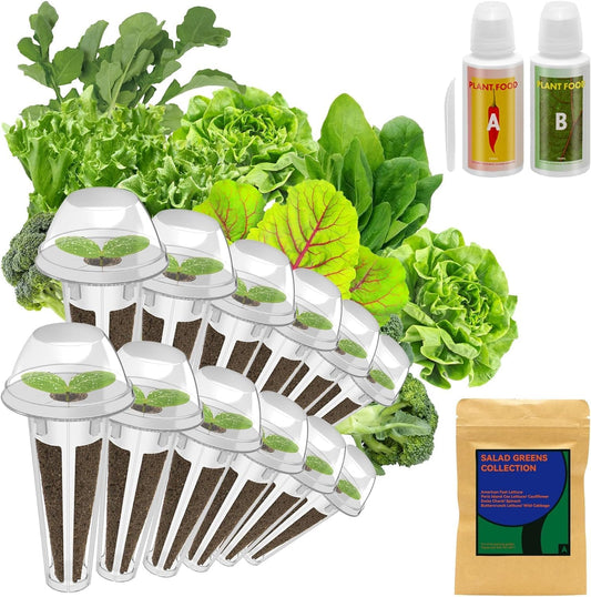 inbloom Salad Green Seed Pod Kit for Hydroponics Growing System, 12 Pods (350+ Seeds with American Fast/Paris Island/Buttercrunch Lettuce, Swiss Chard, Spinach, Cauliflower, and Wild Cabbage)