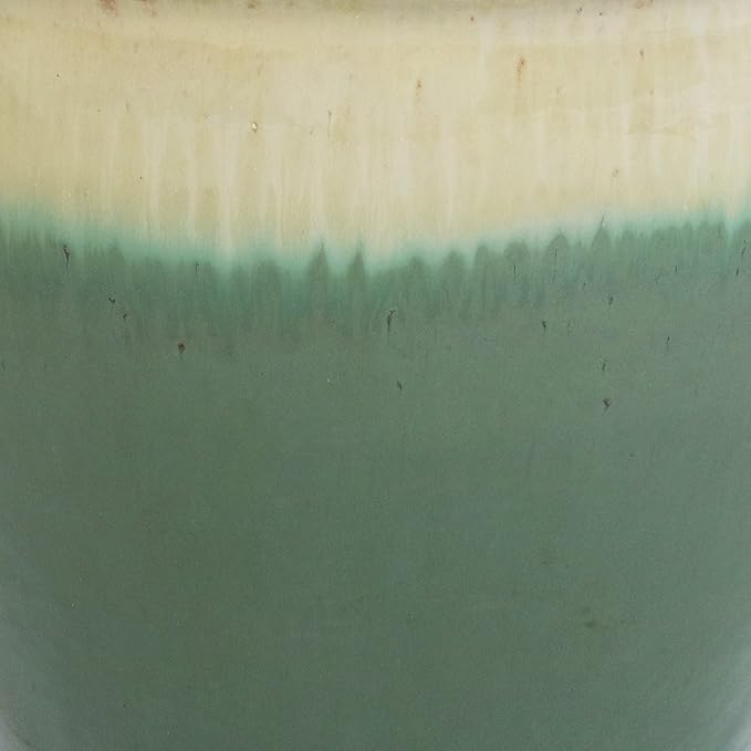 Sunnydaze Large Ceramic Plant Pot - Round Outdoor Glazed Ceramic Planter Pot with Drainage - Chalet - Seafoam - 14.5"