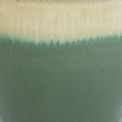 Sunnydaze Large Ceramic Plant Pot - Round Outdoor Glazed Ceramic Planter Pot with Drainage - Chalet - Seafoam - 14.5"