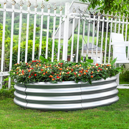 Land Guard Galvanized Raised Garden Bed 2Pcs, Planter Raised Garden Beds Outdoor, Round Clearance Raised Garden Beds for Gardening Vegetables 4x4x1ft……