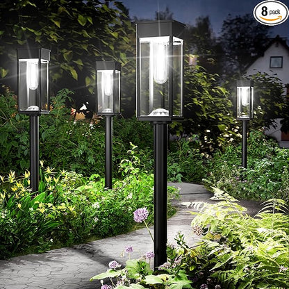 Super Bright Solar Pathway Lights Outdoor,8 Pack Solar Lights Outdoor,IP65 Waterproof Solar Garden Lights Solar Powered Landscape Lighting for Yard Patio Walkway Driveway Pathway (Cool White)