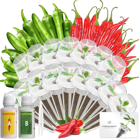 Hot Pepper Seed Pod Kit for Aerogarden, 16 Pods, Ahopegarden Hydroponics Growing System Indoor Garden Includes Jalapeno Peppers and Cayenne Chili Peppers, 500+ Seeds
