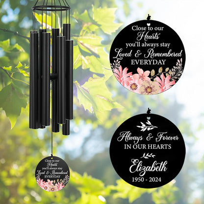 Personalized 36" Memorial Wind Chimes for Outside, Sympathy and Bereavement Gift for Loss of Loved One, A Thoughtful Remembrance of Mother, Father or Husband for Garden and Patio