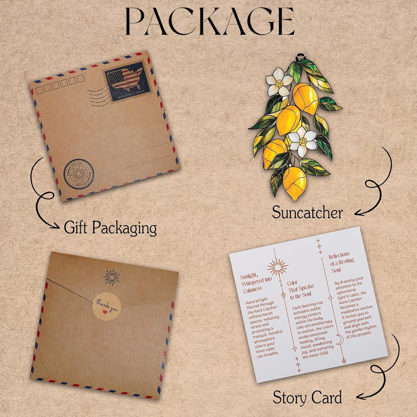 Lemon Branch Acrylic Suncatcher Stained Glass Effect Window Car Hanging Christmas Ornament Indoor Outdoor Decor Garden Sun Catcher Panel Gifts for Fruit Lover for Women Mom Grandma