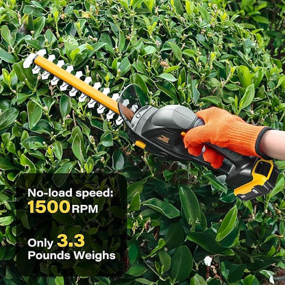 Hedge Trimmer Cordless for DEWALT 20V MAX Battery, 1500RPM Grass Trimmer Electric Hedge Trimmer, 2 in 1 Design for Yard, Garden, Lawn Care(Battery Not Included) (Black)