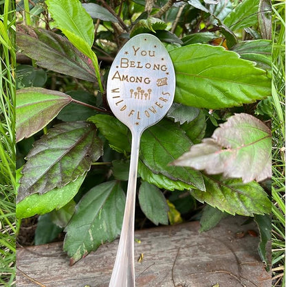 Garden Plant Marker Friendship Gift for Women Gardeners, Plant Stake Label Sign Tag Gardening Gifts for Woman Plant Lovers, Metal Garden Decoration (Among Flowers)