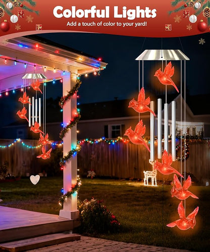 Nacome Wind Chimes for Outside: Memorial Color Changing Bell for Garden Yard Party Window Decor - Birthday Gifts for Mom Mother Grandma Women(Cardinal)