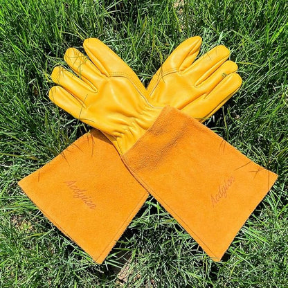 Acdyion Gardening Gloves for Women/Men Rose Pruning Thorn & Cut Proof Long Forearm Protection Gauntlet, Resistant Thick Cowhide Leather Work Garden Gloves