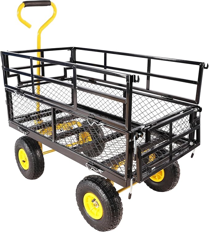 with a Four-Wheeled Trailer with a Double-Deck Detachable Side,The Steel Multifunctional Heavy-Duty net car can be Used in Farms,Warehouses and Other Places.