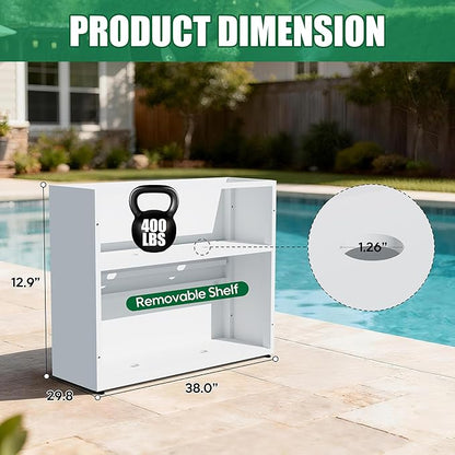 Large Metal Planter Box for Outdoor 38"Lx13"Wx30"H, Tall Rectangular Planters for Outdoor Patio/Porch/Cafe, All-Weather Durable Galvanized Steel, Modern Design for Plants, Flower,Garden, White