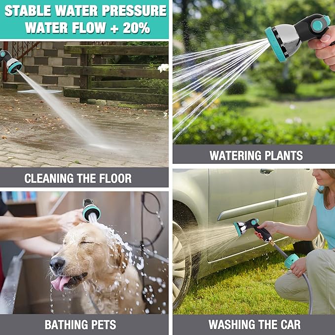 HAUSHOF Retractable Garden Hose Reel 1/2” x 130 ft, Auto-Lock at Any Length, Slow Return System, Wall Mounted and 180° Swivel Bracket for Outside Water