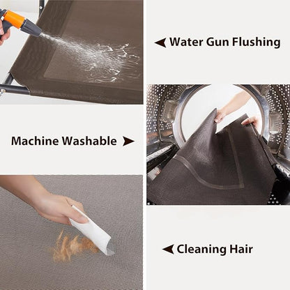 Cooling Elevated Dog Bed for Large Dogs – Waterproof Raised Dog Cot with Slope Headrest, Breathable Teslin Mesh, Durable & Portable Pet Bed for Indoor and Outdoor Use, Brown