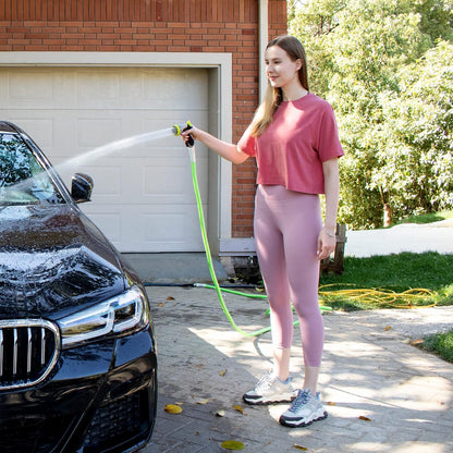 Fevone 50 ft x 5/8" Heavy Duty Garden Hose, Drinking Water Safe, Flexible & Kink-Free Hybrid Polymer Water Hose, Lightweight Outdoor Hose with 3/4" Solid Aluminum Fittings