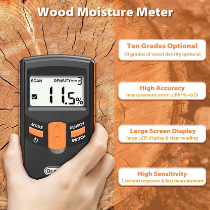 Pinless Wood Moisture Meter, Upgraded Version Inductive Pinless Tools Intelligent Moisture Meter Digital Moisture Meter for Wood (Range 4% - 80% RH; Accuracy: 0.5%), MD918