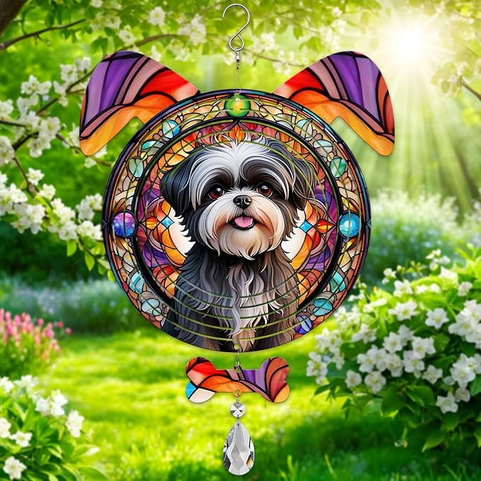 Affenpinscher Dog Ears Wind Spinner, Affenpinscher Wind Spinner Hanging for Yard and Garden