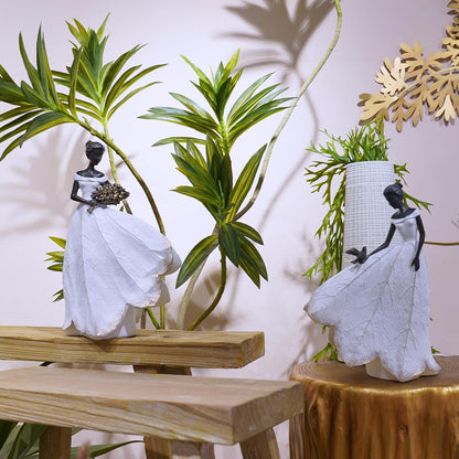 Guichifun Fairy Statue Collection Home Decoration - White Leaf Angel Girls with Bird Resin Home Decor for Outdoor or Indoor Outdoor Yard Decorations Figurines Retirement Gift 8.5 x 5.25 x 12 Inch