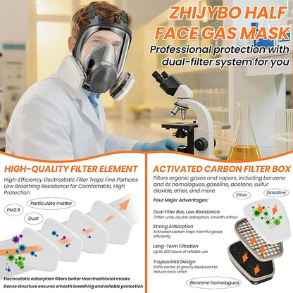 Gas Mask for Painting, Woodworking, Construction, Sanding, Spraying, Chemicals, DIY and More