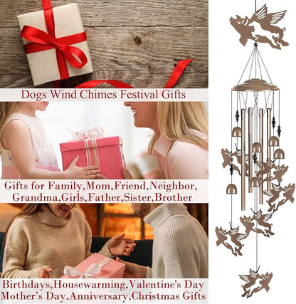 Outdoor Flying Pigs Wind Chimes Decor, Portable Mobile Wind Catcher, Sympathy Wind Bells, Memorial Gifts for Mom, Housewarming, Blessing WindChimes(Outside/Indoor/Home/Porch/Yard/Garden Decorate)