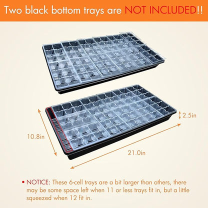 Gardzen 30 Pack 6-Cell Seed Starting Tray for Seedlings, Plant Starter Trays with Drainage Holes for Seed Germination, 5.4x3.7 inches, Clear