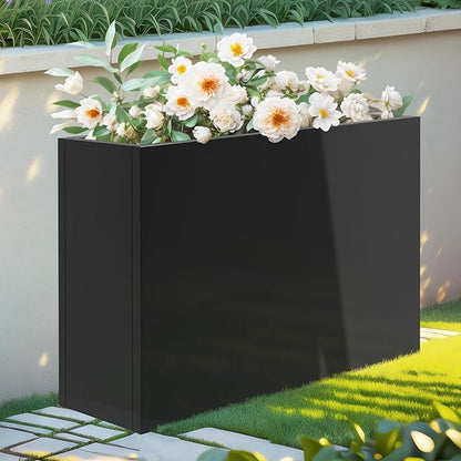 Metal Planter 36” x 12” x 24”, Heavy Duty Tall Rectangle Planter Box with Removable Insert Shelves for Porch, Garden, Patio, Yard
