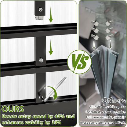 Wanan 20x8FT Greenhouses for Outdoors, Quick Assembly Polycarbonate Green House with UV Protection, Heavy Duty Windproof Aluminum Frame, Adjustable Roof Vent for Backyard or Outdoor Garden Use