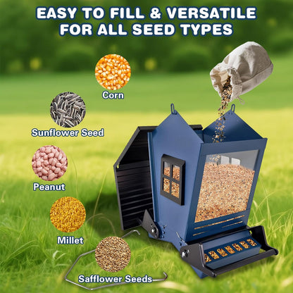 Squirrel Proof Bird Feeders for Outdoors Hanging, 5LB Capacity Metal Wild Birdfeeders Outside Hanging, Cardinal Bird Feeder Squirrel Proof as Various Finch Feeders for Outside (Blue)