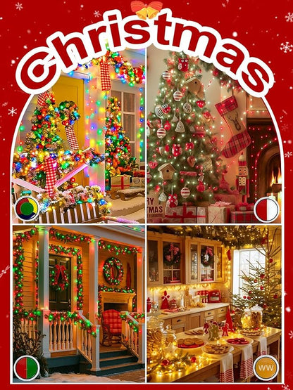 Smart LED Halloween String Lights with Remote & App 198FT 600LED, Waterproof RGB Dimmable Clear Wire Christmas Lights, Color Changing Christmas Tree Light Outdoor Indoor with Timer for Halloween Decor