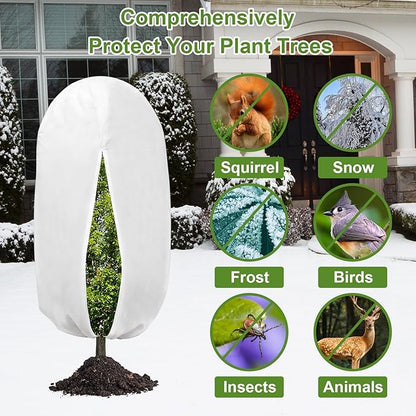 3PCS Plant Covers Freeze Protection, 47" X 31.5" Round Top Winter Zipper Plant Covers with Drawstring, Plant Protection Cover Bags, Frost Blankets Frost Cloth for Fruit Tree Potted Plants