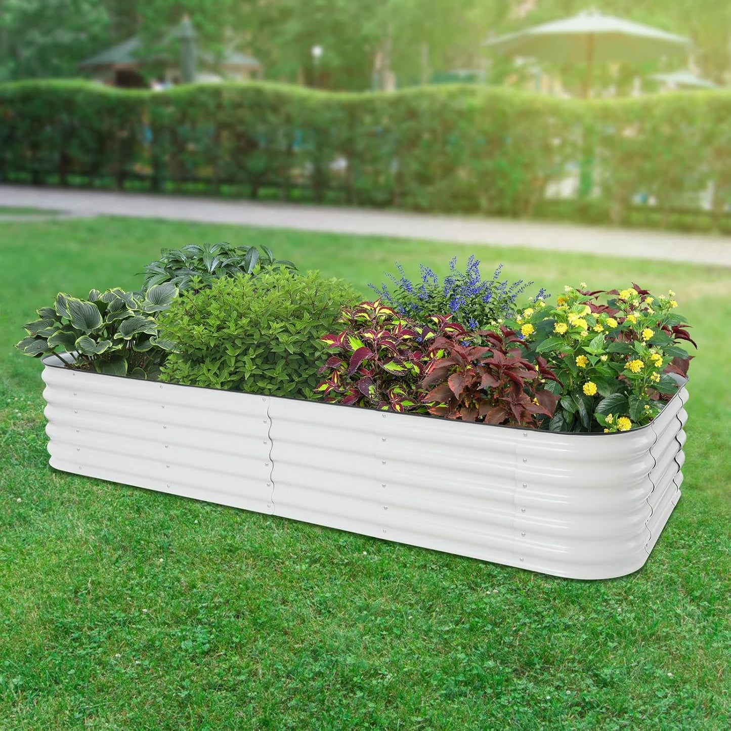 Galvanized Raised Garden Bed Kit, Large Oval Metal Deep Root Planter Box for Outdoor Gardening Planting Plants Vegetables Flower Herb (9.35ft)