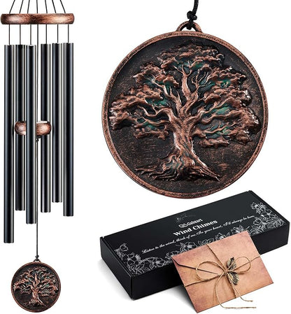 Wind Chimes for Outside, Vintage Tree of Life Deep Tone Wind Chime Outdoor Clearance, Memorial/Festivals/Birthday Gift for Mom Dad Women Grandma, Garden Porch Patio Decor (32" Tree of Life)
