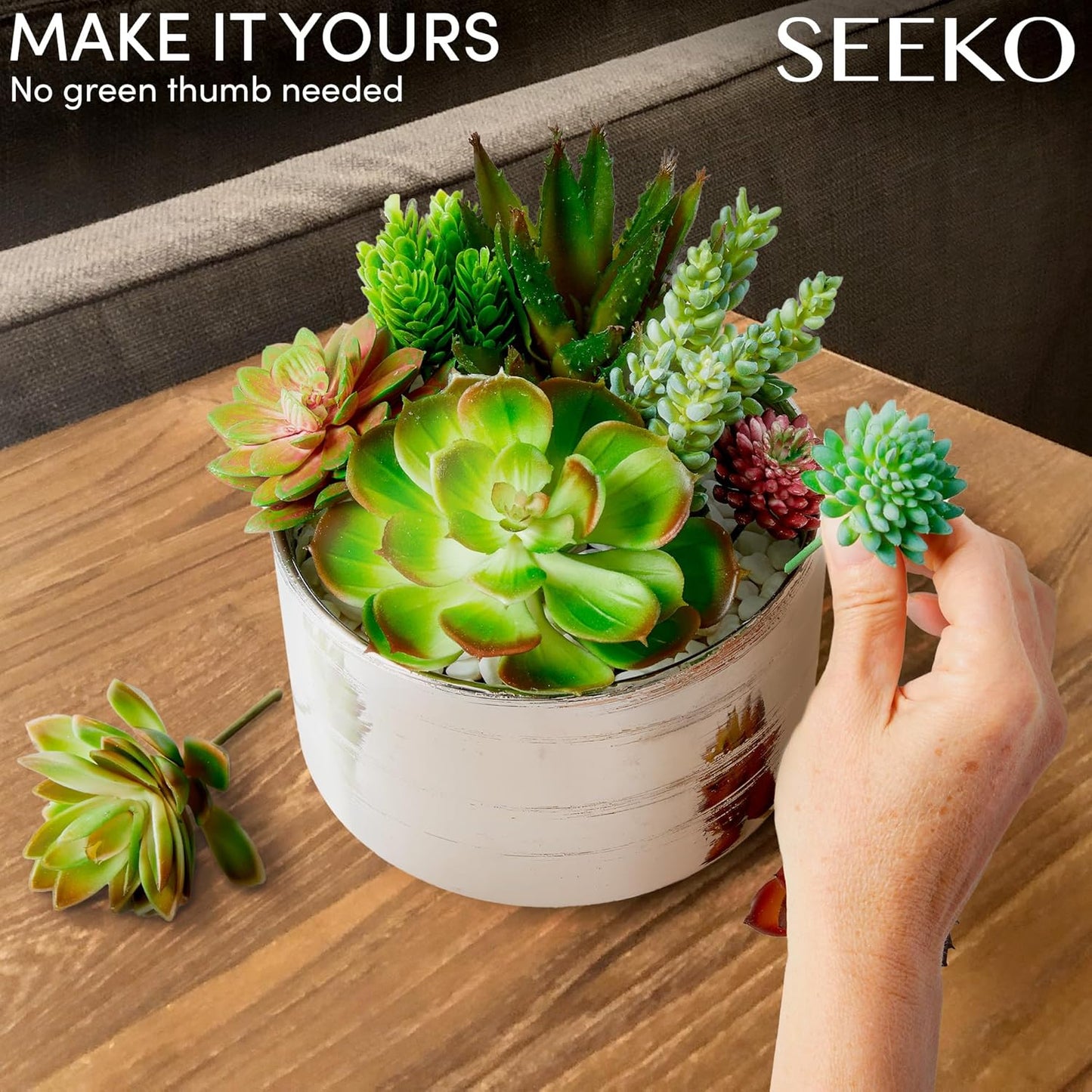 SEEKO Succulents Artificial Plants (28 Pack) - Artificial Succulents Unpotted - Premium Faux Plants - Fake Succulent for Craft - Small Plastic Assortment for Party, Cake, Garden, Home & Outdoor Decor
