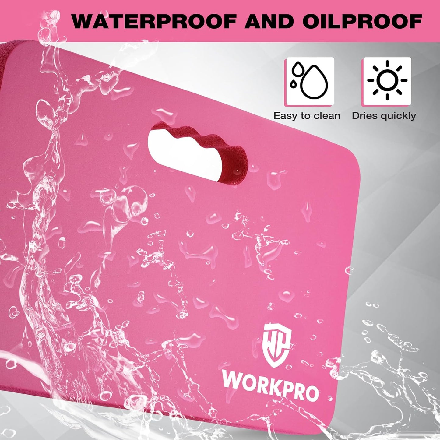 WORKPRO Extra Thick Kneeling Pad, 2-Pack, Soft Foam Cushioning for Knee, Large Foam Kneeler Mat for Gardening, Bathing Baby, Workout Supplies, 17.5 x 11 x 1.5 in, Pink